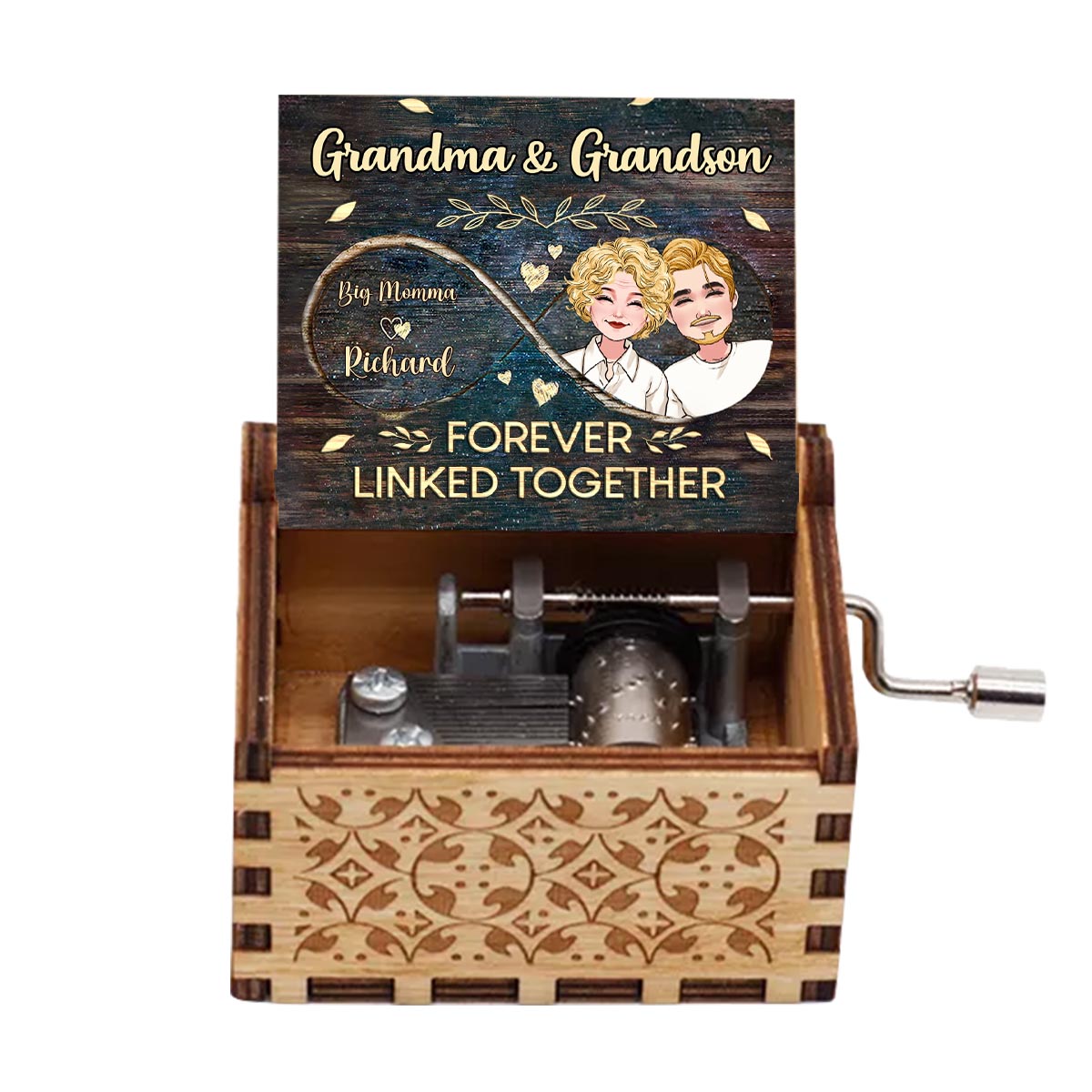 Side By Side - Gift for mom, grandma, daughter, son, granddaughter, grandson - Personalized Hand Crank Music Box