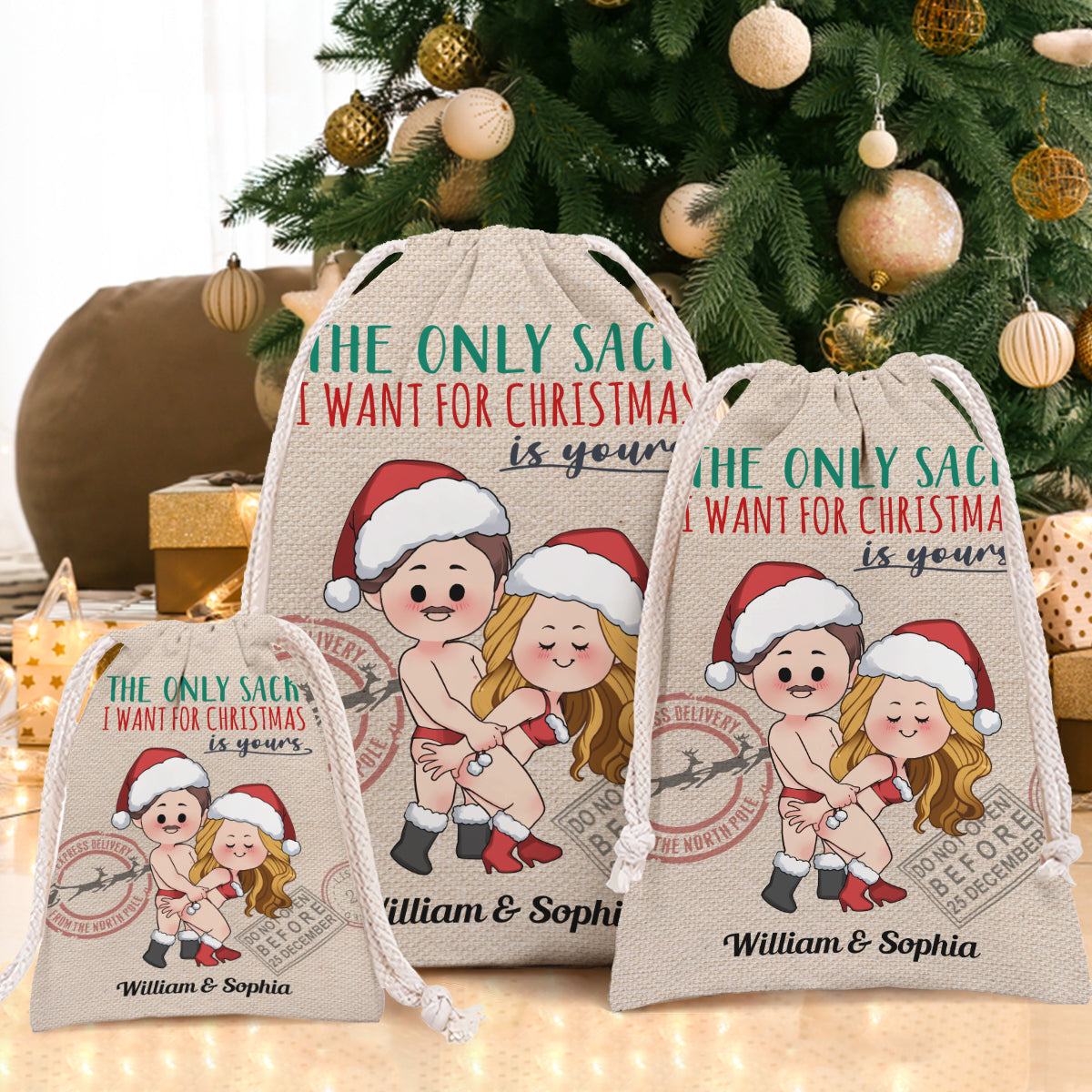 The Only Sacks I Want For Christmas - Personalized Couple Christmas Gift Bag