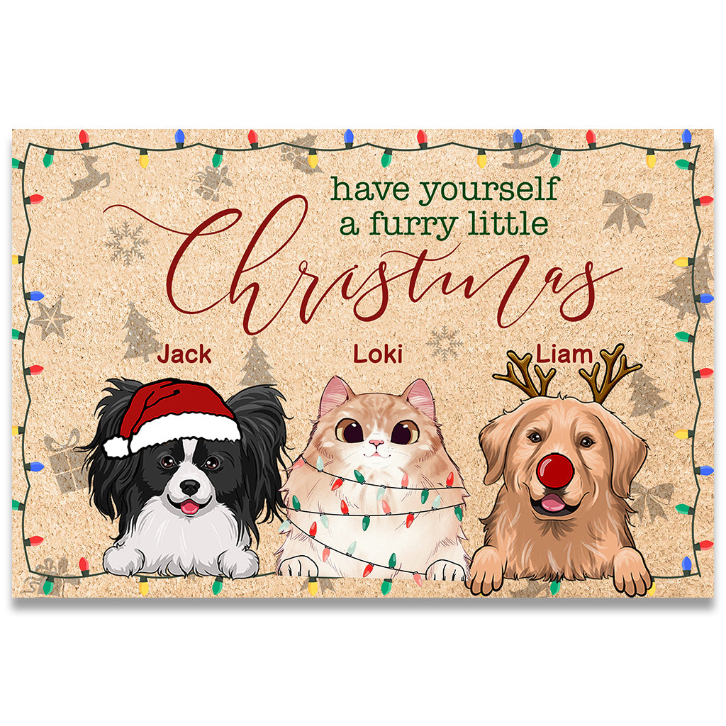 Have Yourself a Furry Little Christmas - Personalized Dog Doormat