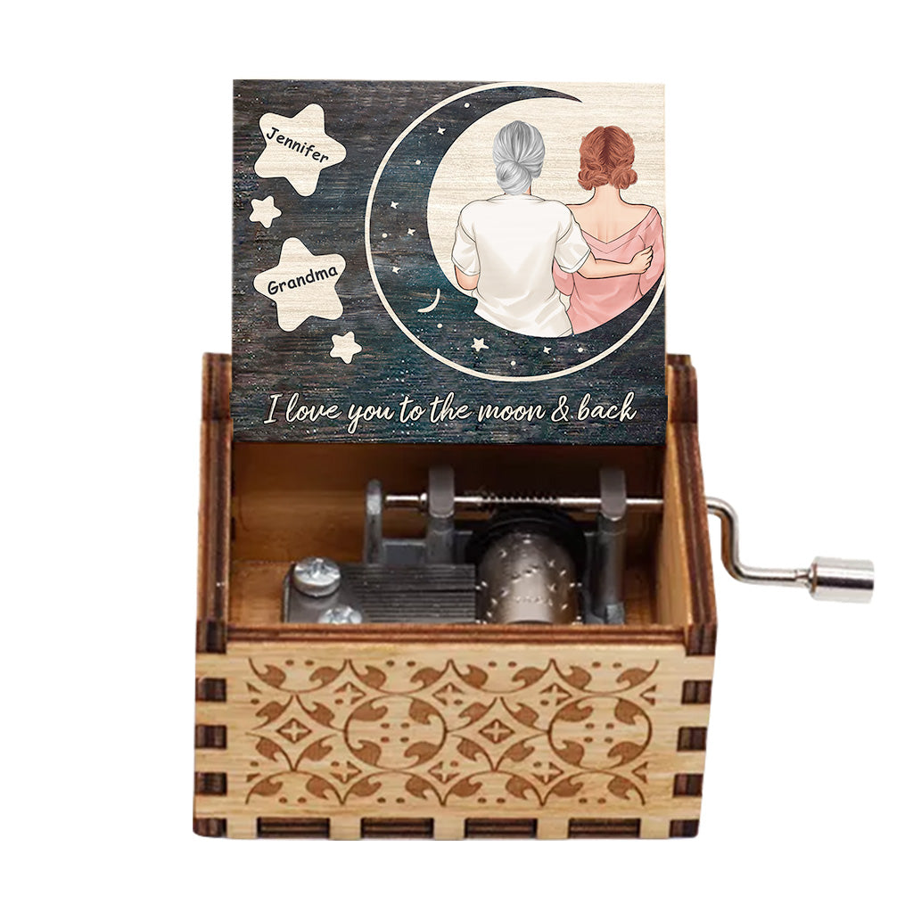 I Love You - Gift for mom, daughter, son, granddaughter, grandson, grandma - Personalized Hand Crank Music Box