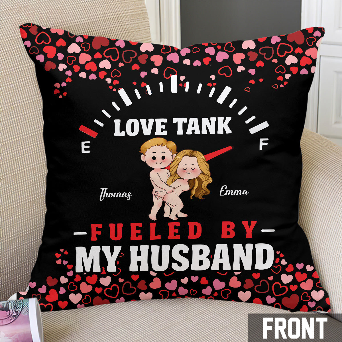 Love Tank - Personalized Husband And Wife Throw Pillow