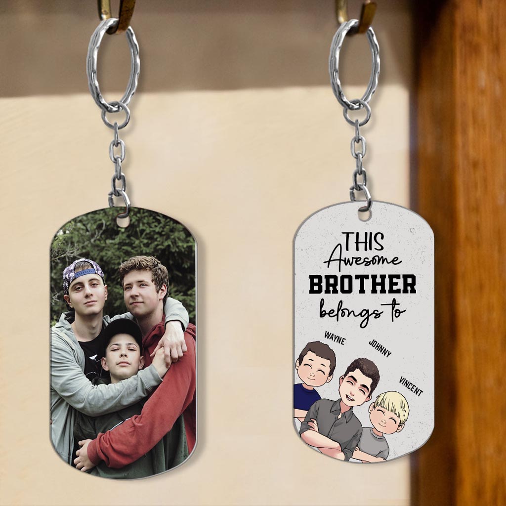 This Awesome Dad Belongs - Gift for dad, uncle, brother, grandpa - Personalized Stainless Steel Keychain