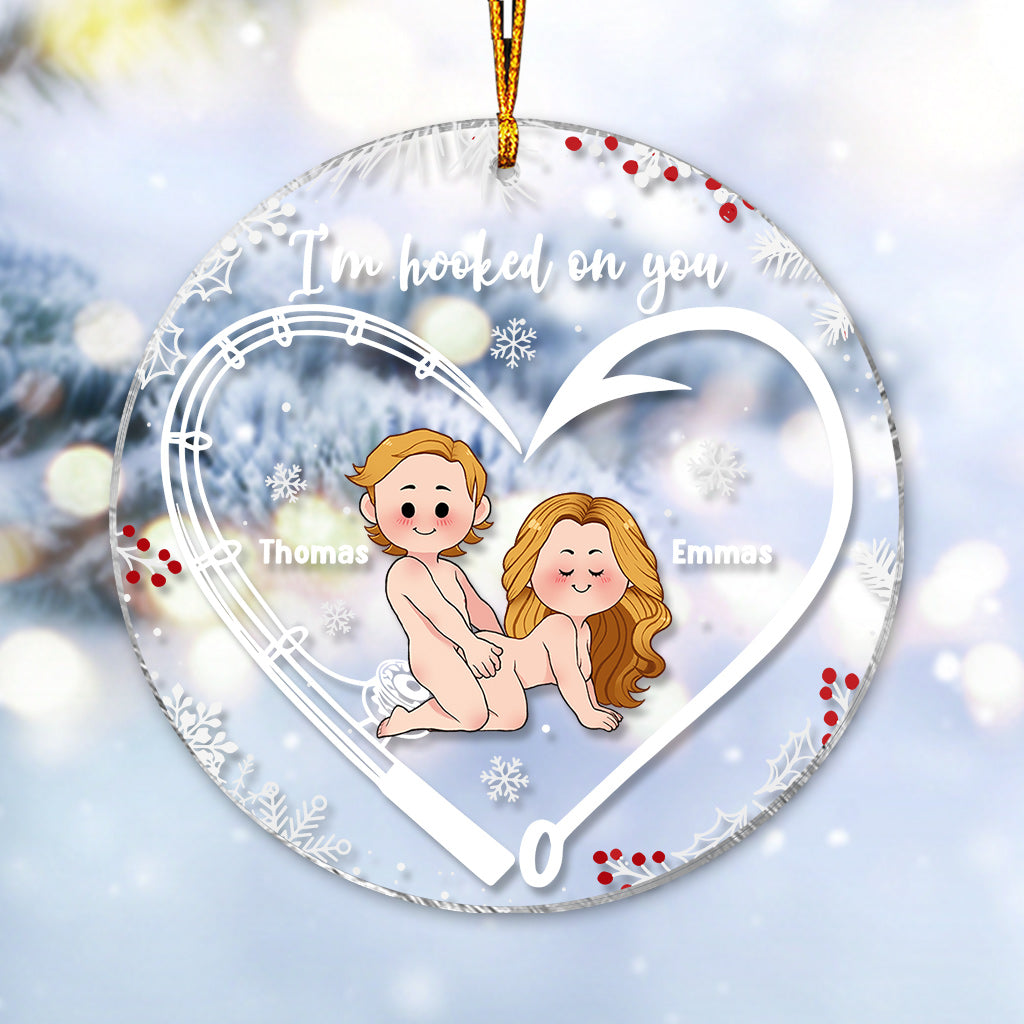 I'm Hooked On You - Personalized Fishing Transparent Ornament