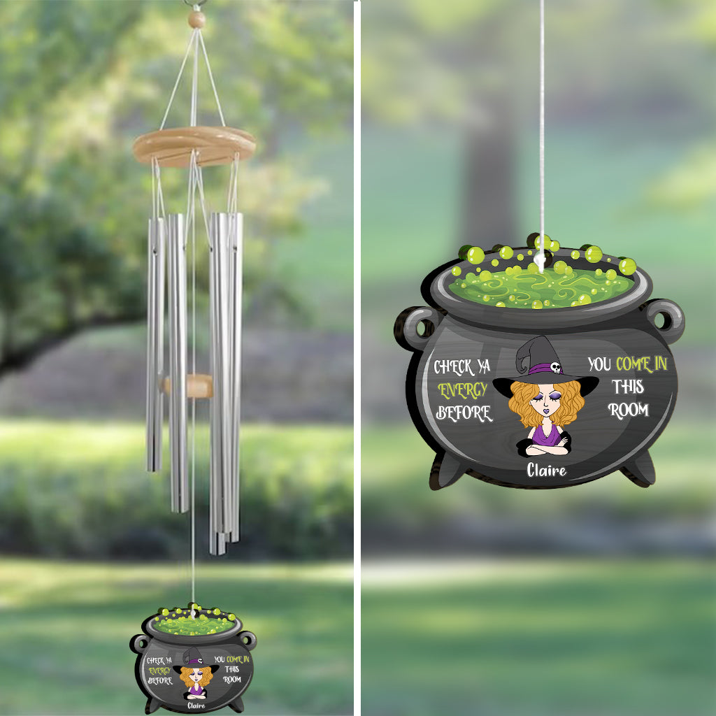 Check Ya Energy - Personalized Witch Wind Chime