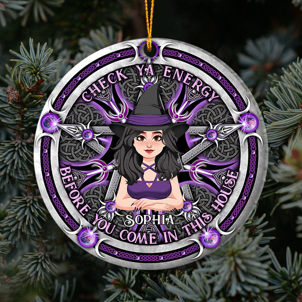 Check Ya Energy - Personalized Witch Ornament