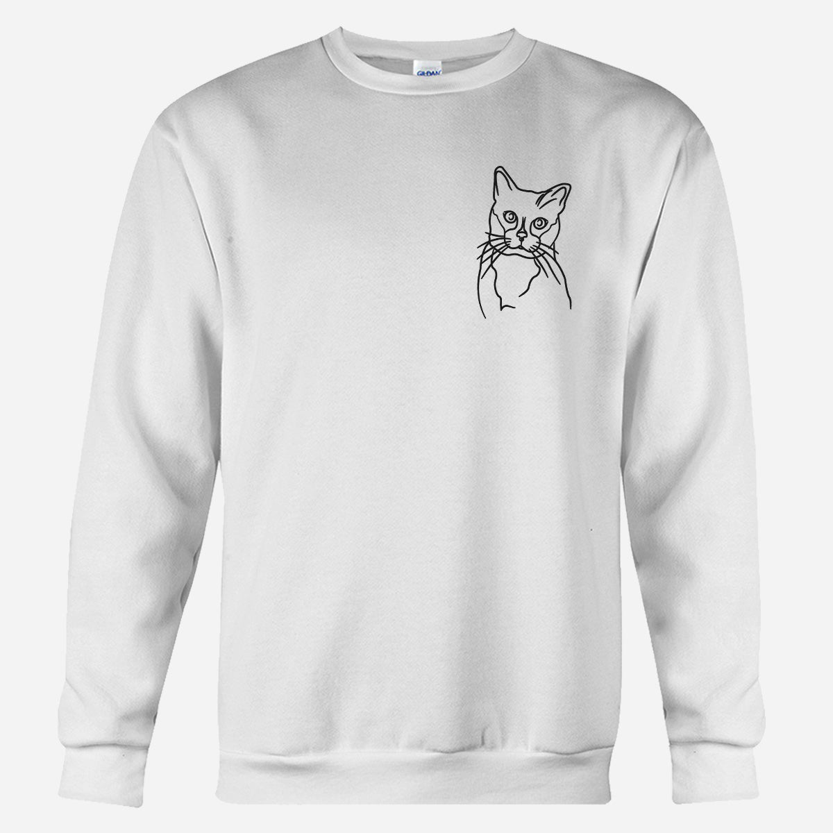 Individuelle Linienzeichnung – Personalisierter Pullover mit Katzenstickerei