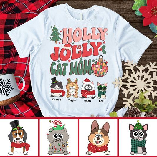 Fröhliche Katzen- und Hundemama – personalisiertes Katzen-T-Shirt und Hoodie