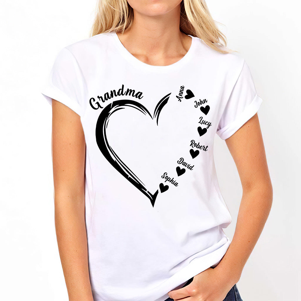 Grandma Heart - Personalized Grandma T-shirt And Hoodie