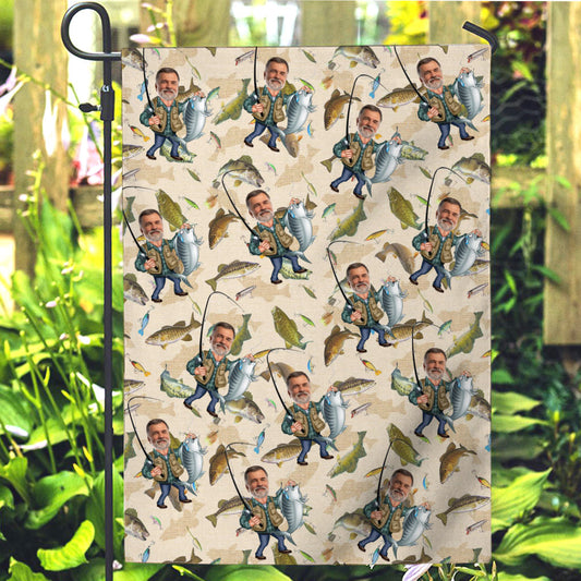 Photo Inserted Funny Fishing - Personalized Fishing Garden Flag