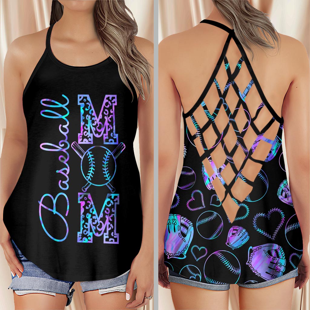 Baseball Mom Hologramm Baseball Kreuz Tanktop