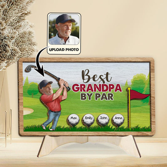 Best Grandpa By Par - Personalized Golf 2 Layered Wood Sign / Wood Plaque