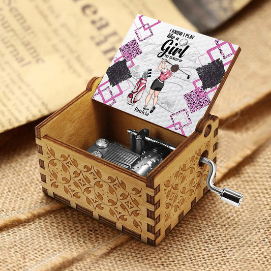 Golf Instruction - Golf gift for her, girlfriend, wife, daughter - Personalized Hand Crank Music Box