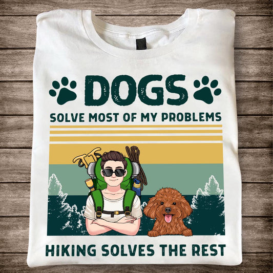 Les chiens et la randonnée résolvent mes problèmes - T-shirt et sweat à capuche de randonnée personnalisés