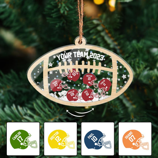 Fußballmannschaft – Personalisierter dreilagiger Fußball-Schüttelornament