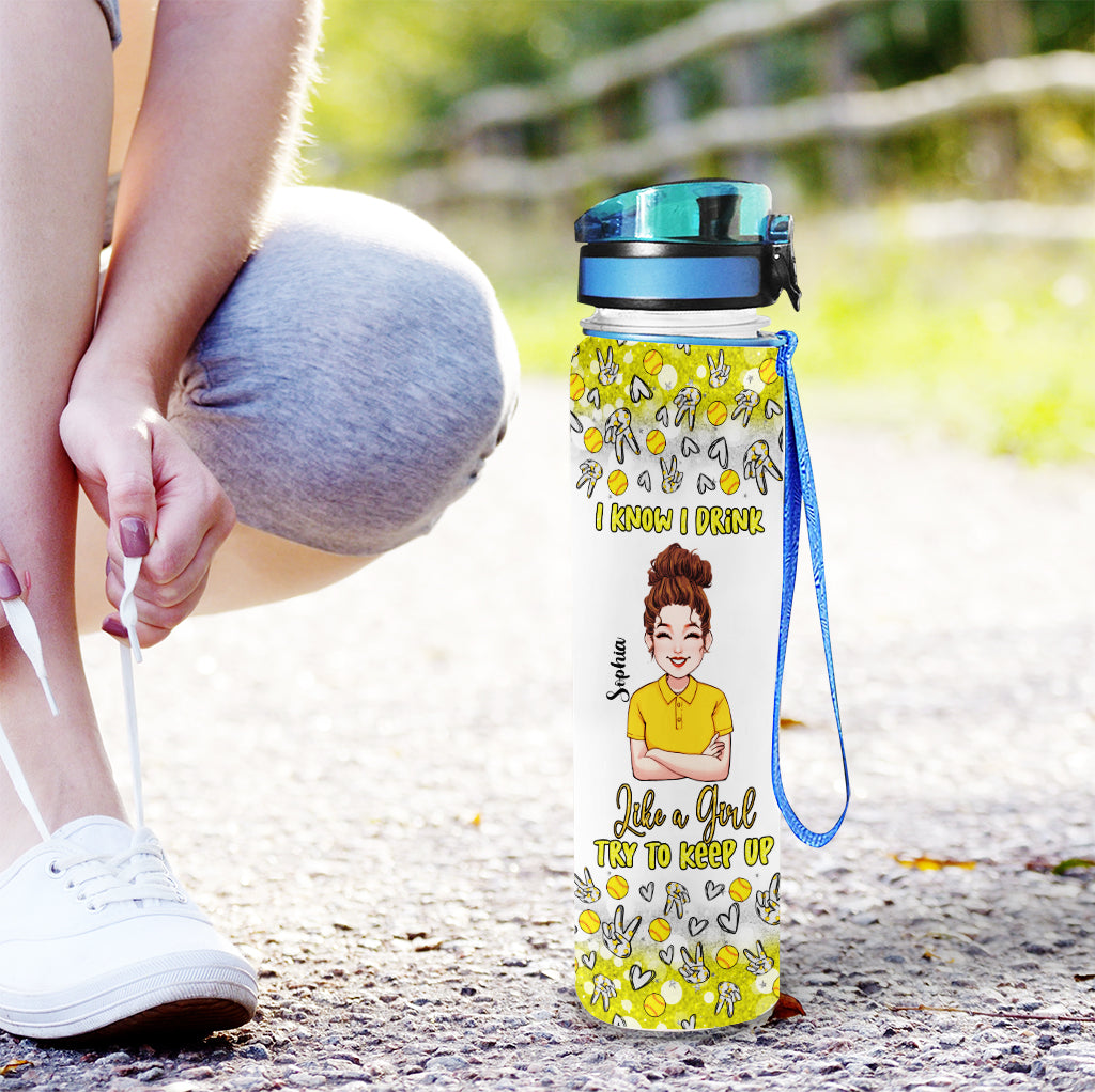 Comme une fille, essaie de suivre le rythme - Gourde personnalisée pour le softball
