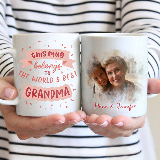 Cette tasse appartient à la meilleure grand-mère - Tasse personnalisée pour grand-mère