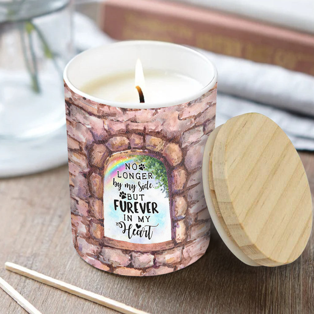 Plus à mes côtés - Bougie personnalisée pour chien avec couvercle en bois