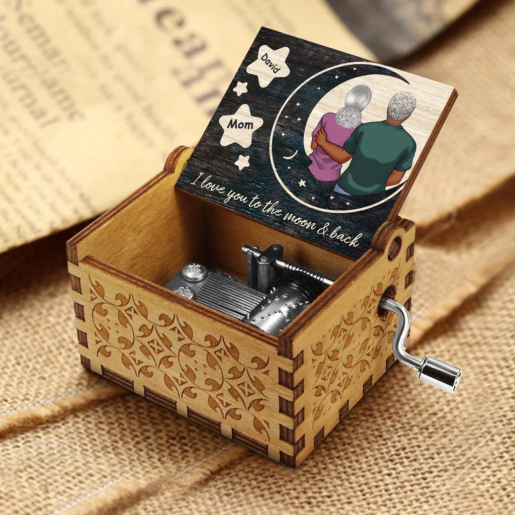I Love You - Gift for mom, daughter, son, granddaughter, grandson, grandma - Personalized Hand Crank Music Box