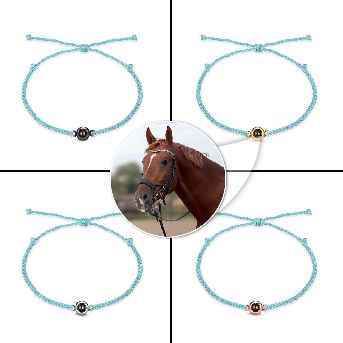 Ich liebe mein Pferd – Personalisiertes Armband mit Pferdeprojektion