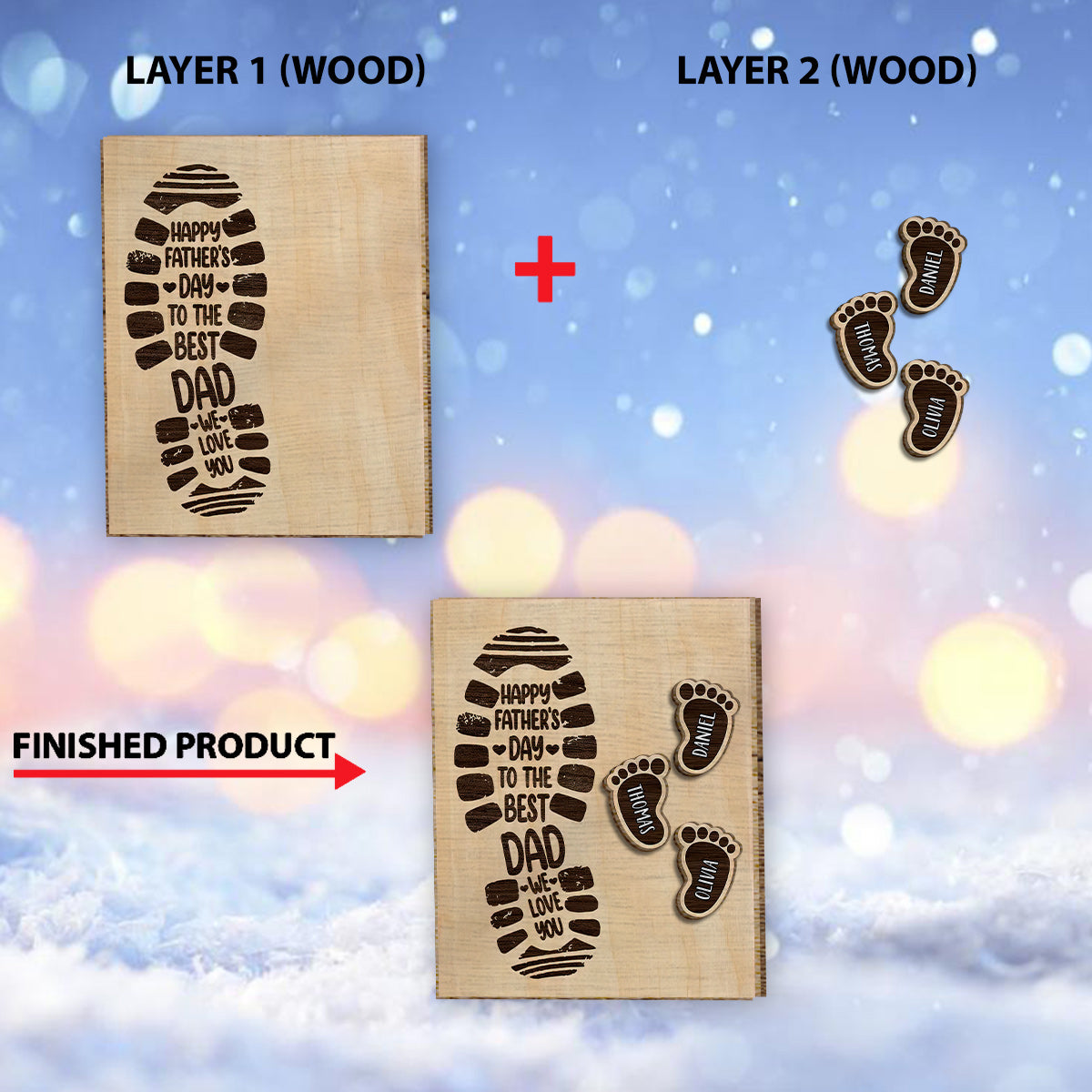 We Love You Dad - Personalized Father 2 Layered Wood Sign / Wood Plaque