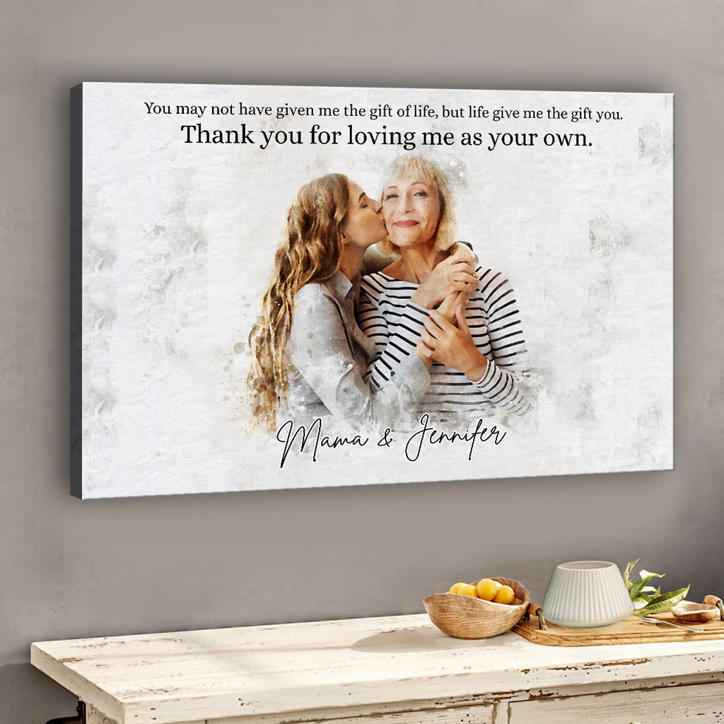 Aquarellporträt der Stiefmutter – Personalisierte Leinwand und Poster für die Stiefmutter