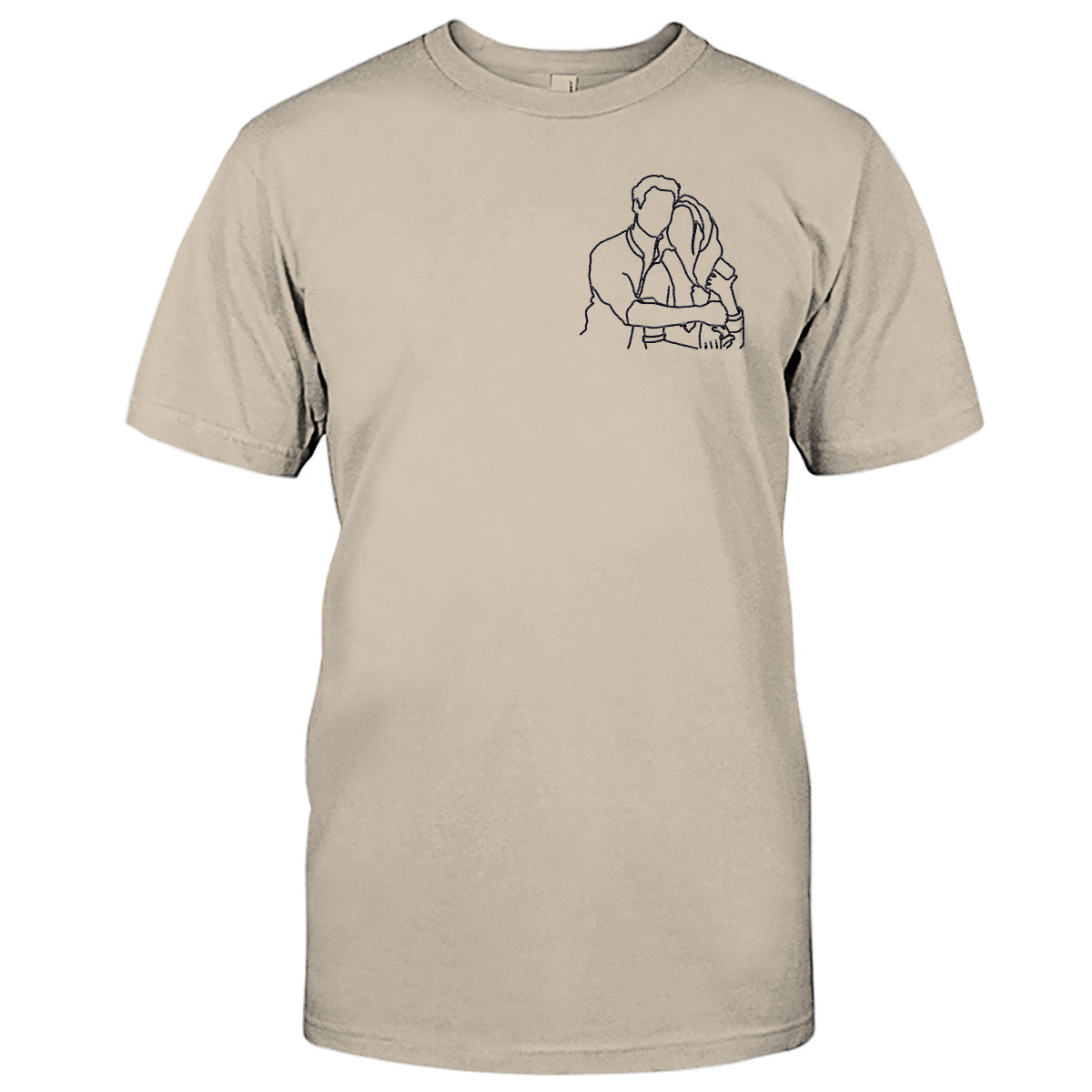 Custom Line Art - Personalized Couple Embroidered T-shirt