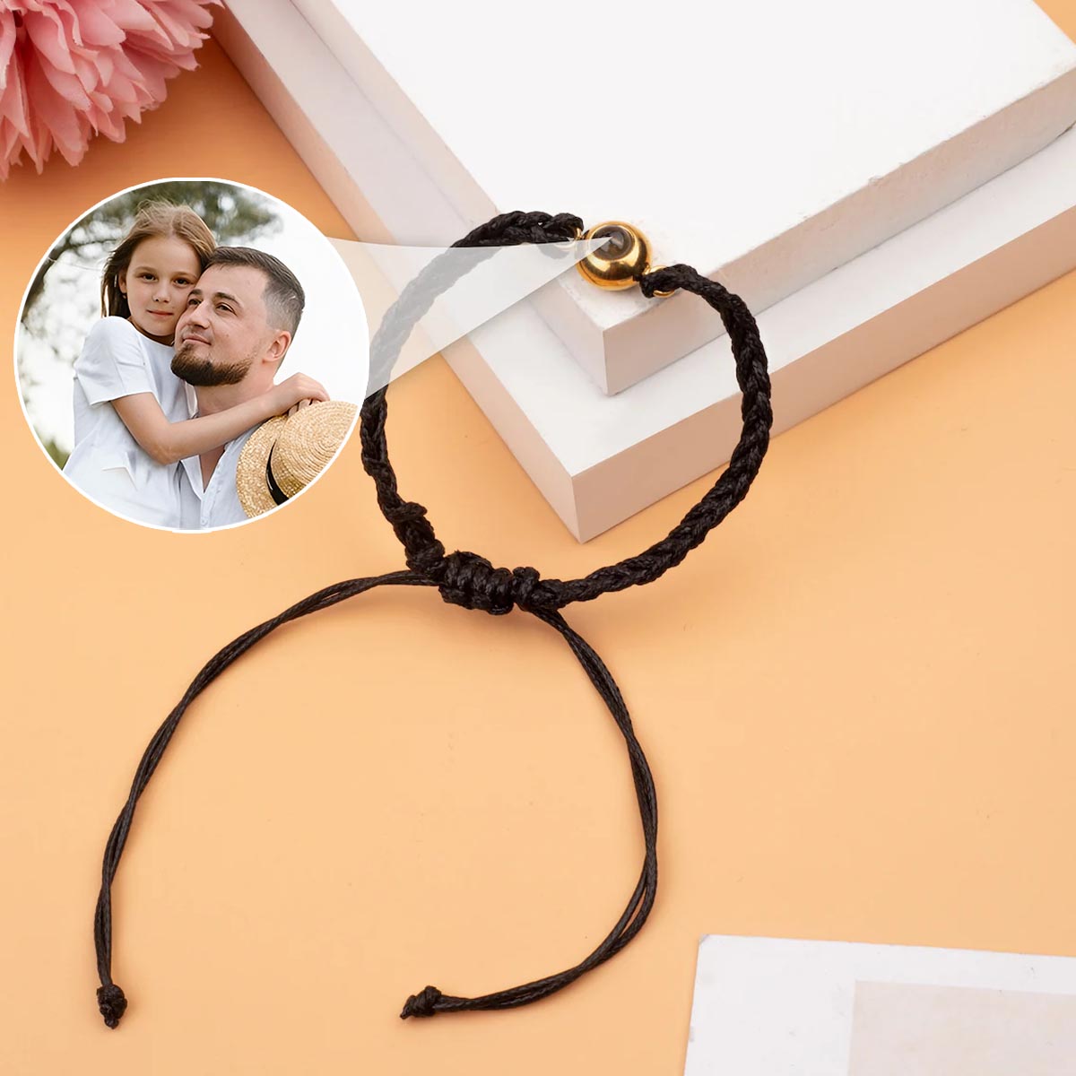Photo Inserted Father Bracelet - Personalized Father Projection Bracelet