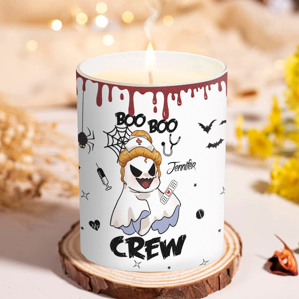 Boo Boo Crew - Personalized Nurse Candle With Wooden Lid