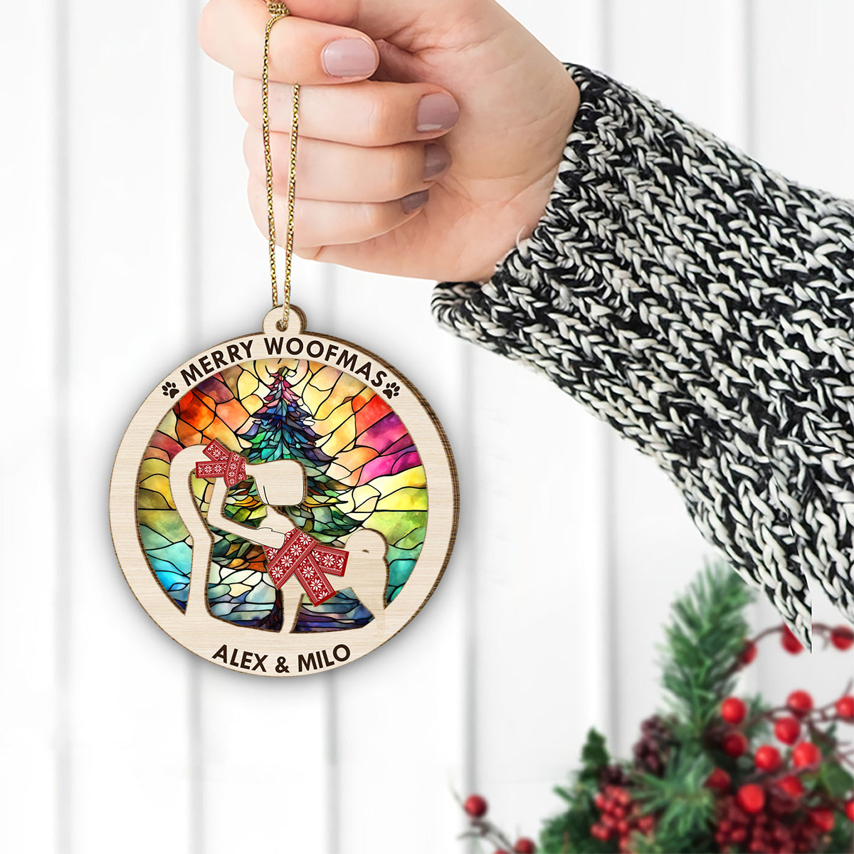 Alles, was ich mir zu Weihnachten wünsche, bist du – Geschenk für Hundeliebhaber – Personalisierter, zweilagiger Weihnachtsschmuck