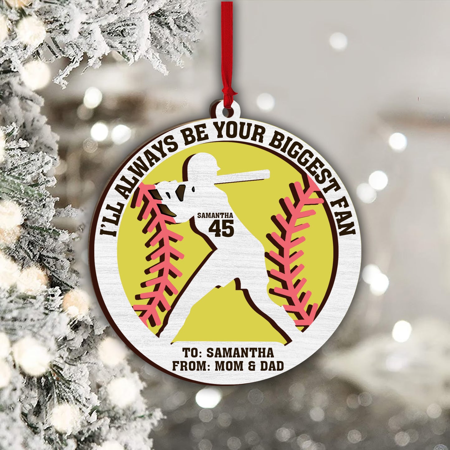 Je serai toujours ton plus grand fan - Ornement de softball personnalisé en 2 parties