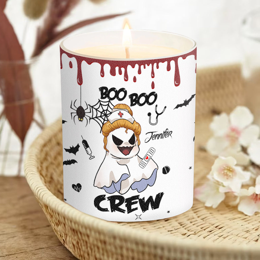 Boo Boo Crew - Personalized Nurse Candle With Wooden Lid