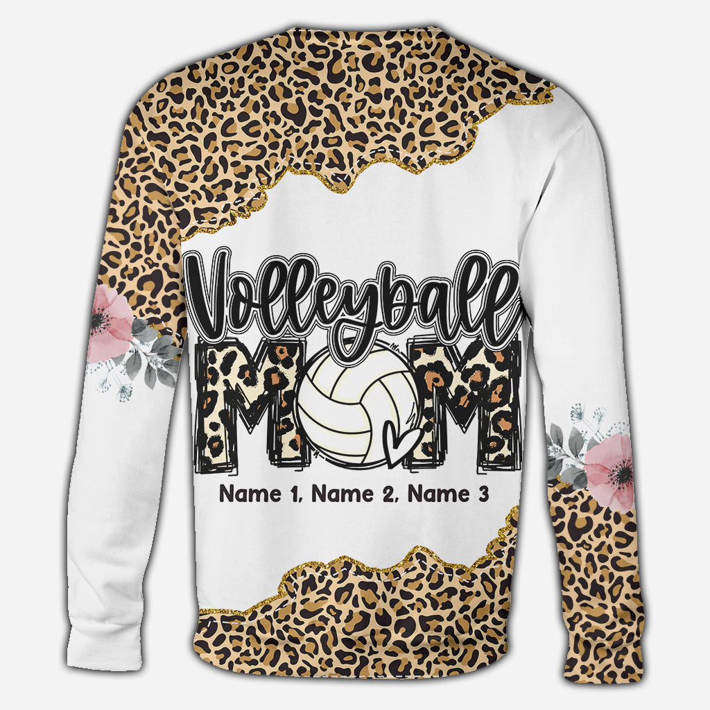 Volleyball-Mama-Leopard – Personalisiertes Volleyball-Shirt mit Allover-Print