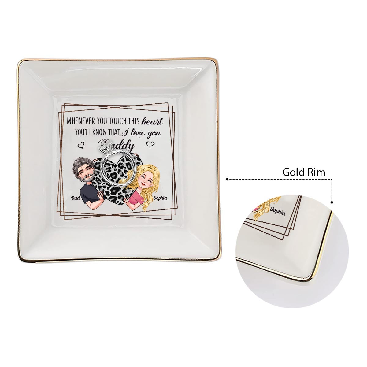 Whenever You Touch This Heart - Gift for mom, grandma, grandpa, daughter, son, granddaughter, grandson, wife, husband, dad, aunt, uncle, sister, brother - Personalized Jewelry Dish