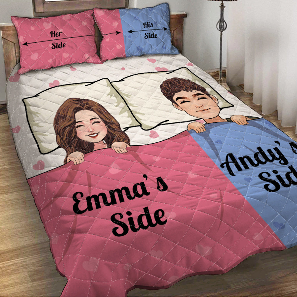 Her Side - His Side - Personalized Couple Quilt Set