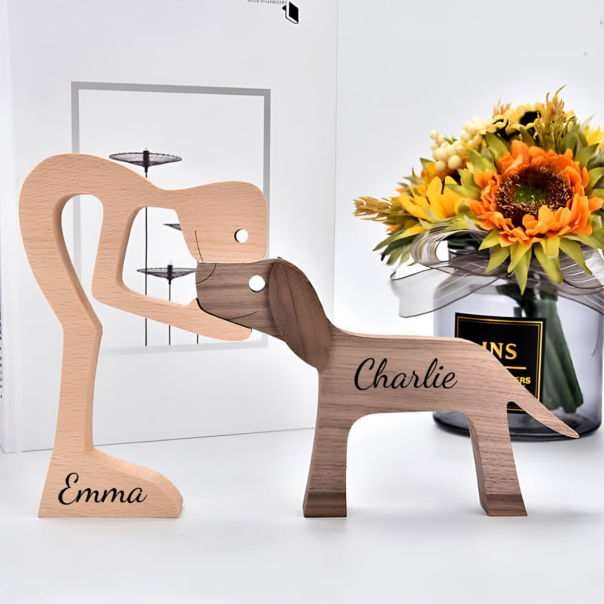 Vous, moi et le chien - Figurines décoratives personnalisées pour couples