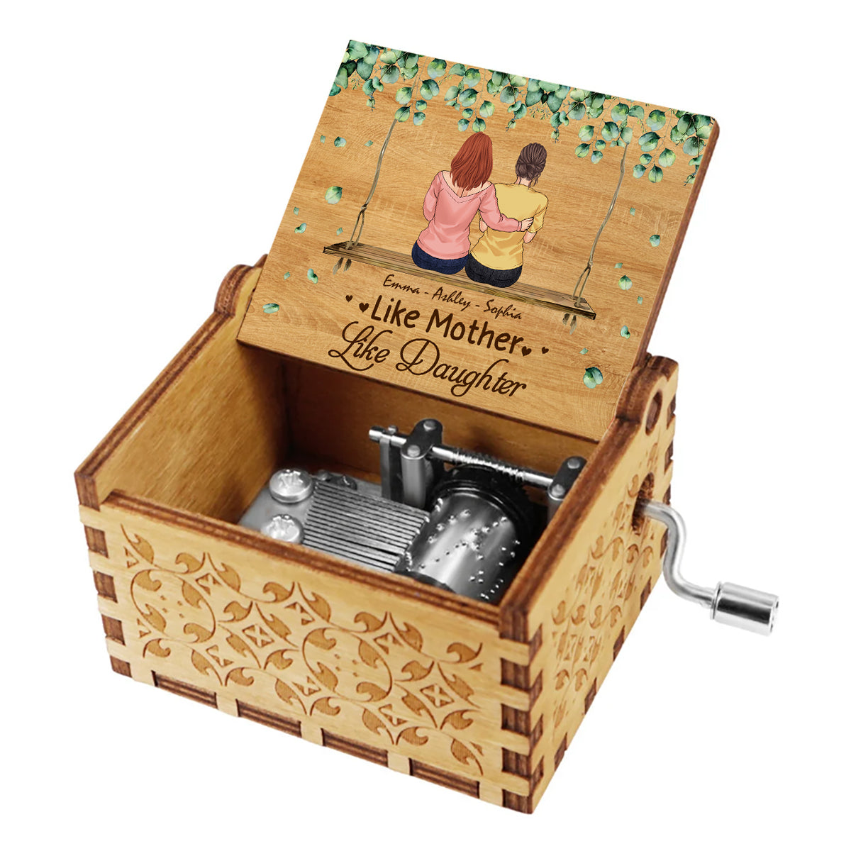 Mother And Daughter - Personalized Mother Hand Crank Music Box