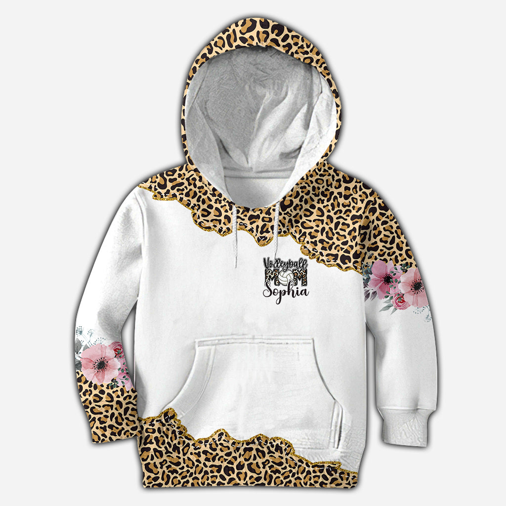 Volleyball-Mama-Leopard – Personalisiertes Volleyball-Shirt mit Allover-Print