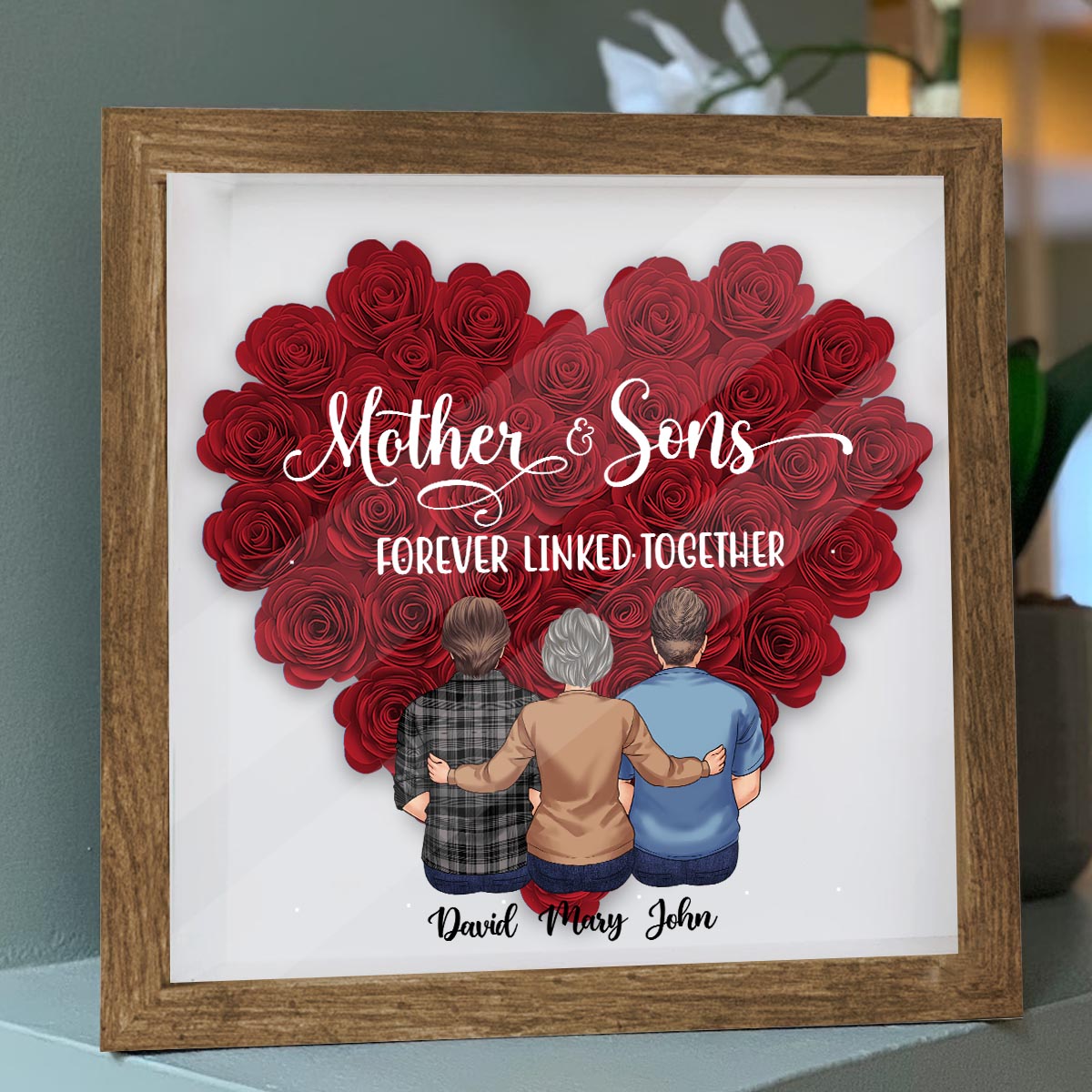 Mother And Daughters - Gift for mom, daughter, son - Personalized Flower Shadow Box