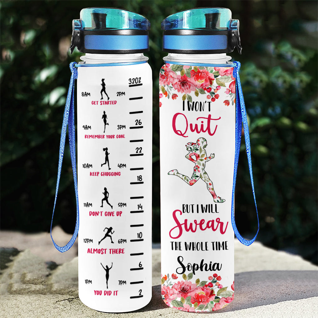Je n'abandonnerai pas - Gourde personnalisée pour suivre ma consommation d'eau en course à pied