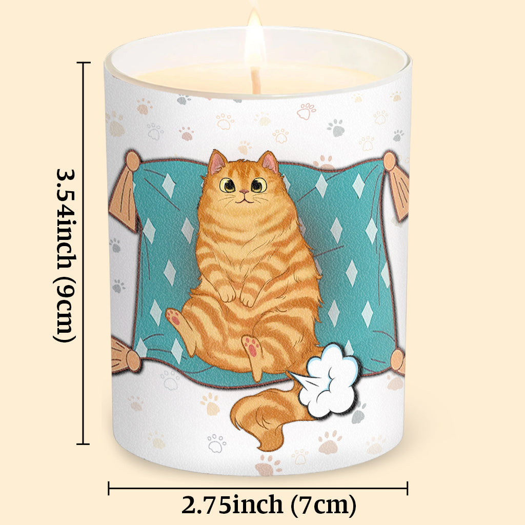 Weil die Katze gefurzt hat – Personalisierte Katzenkerze mit Holzdeckel