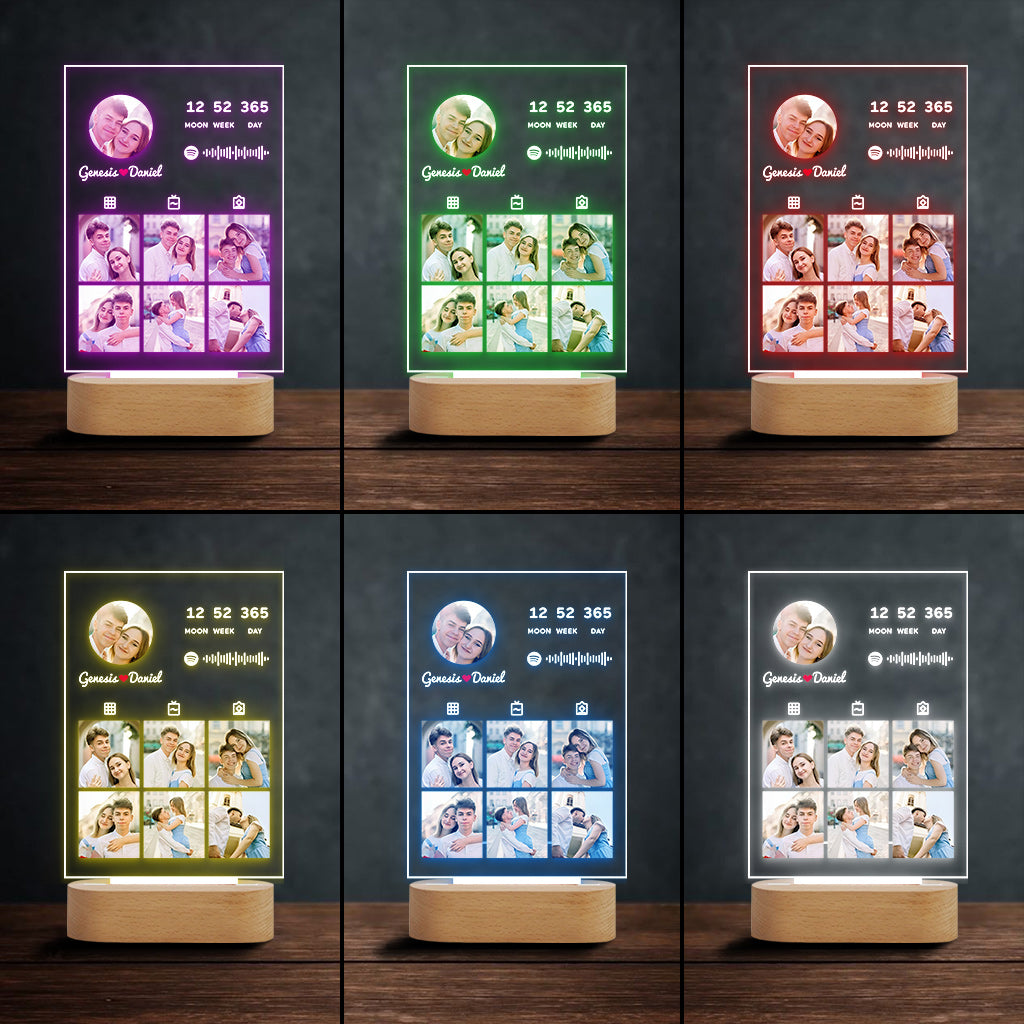 Couple Photo Collection - Personalized Couple Shaped Plaque Light Base