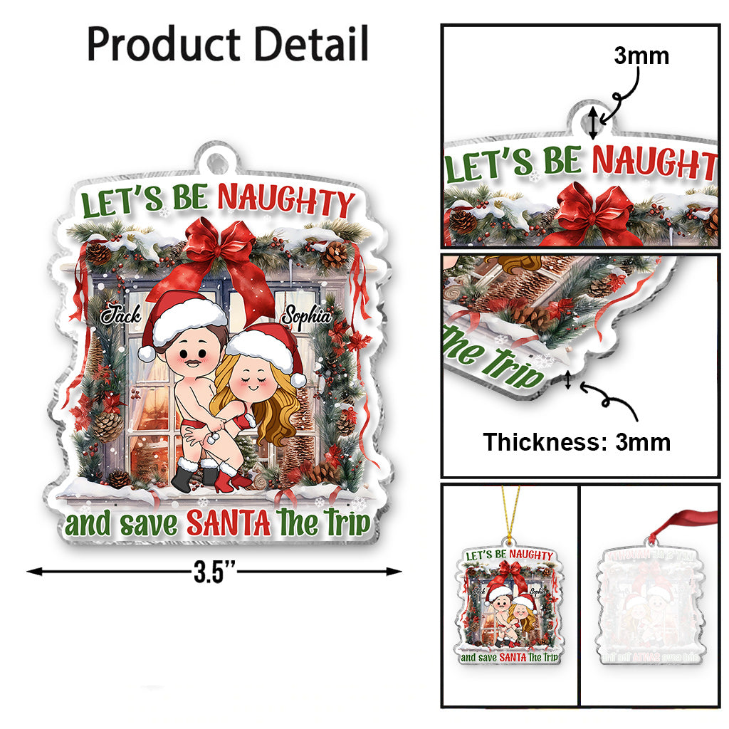 Let's Be Naughty - Personalized Couple Transparent Ornament