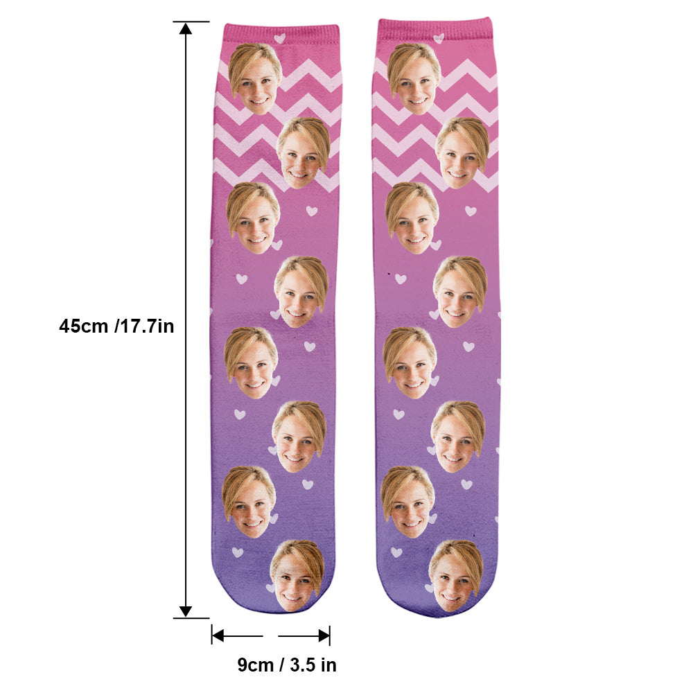 Custom Face Purple Pattern - Personalized Mother Socks