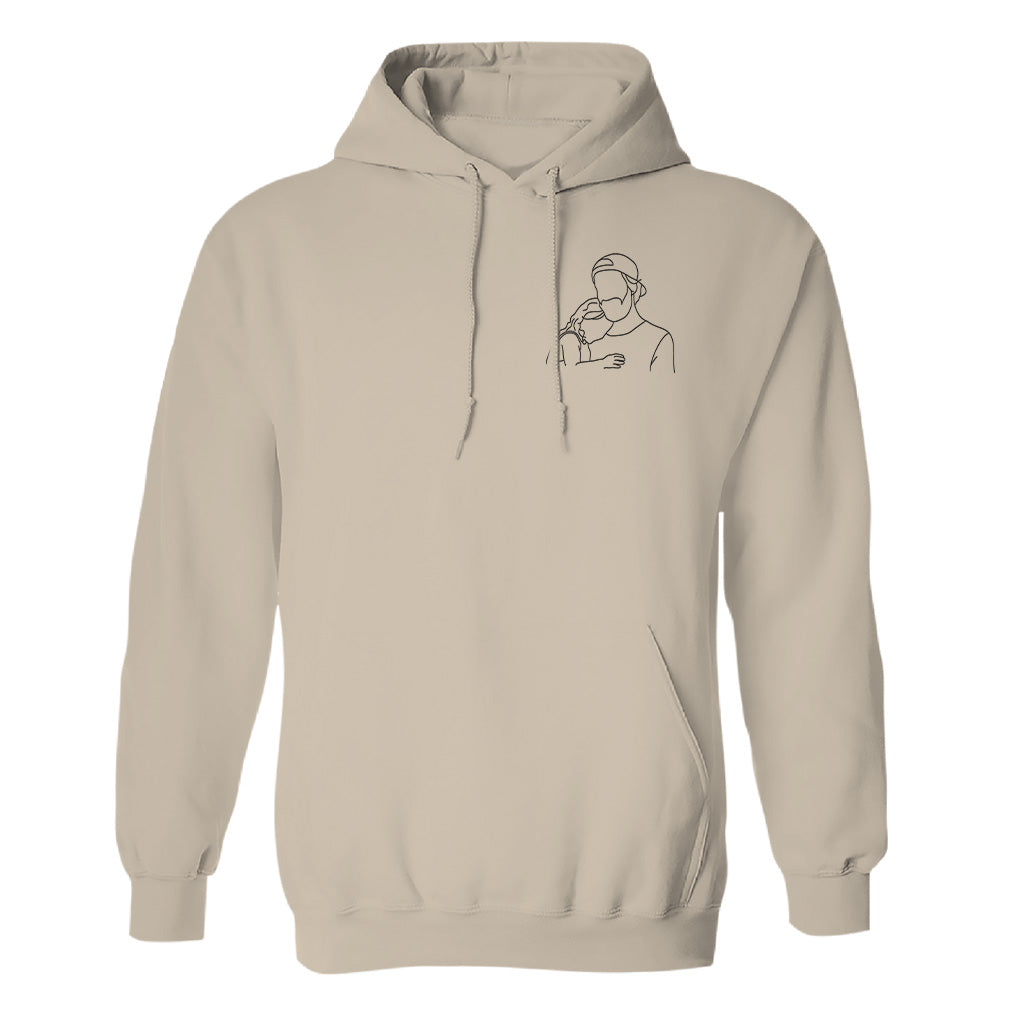 Custom Line Art - Personalized Father Embroidered Hoodie