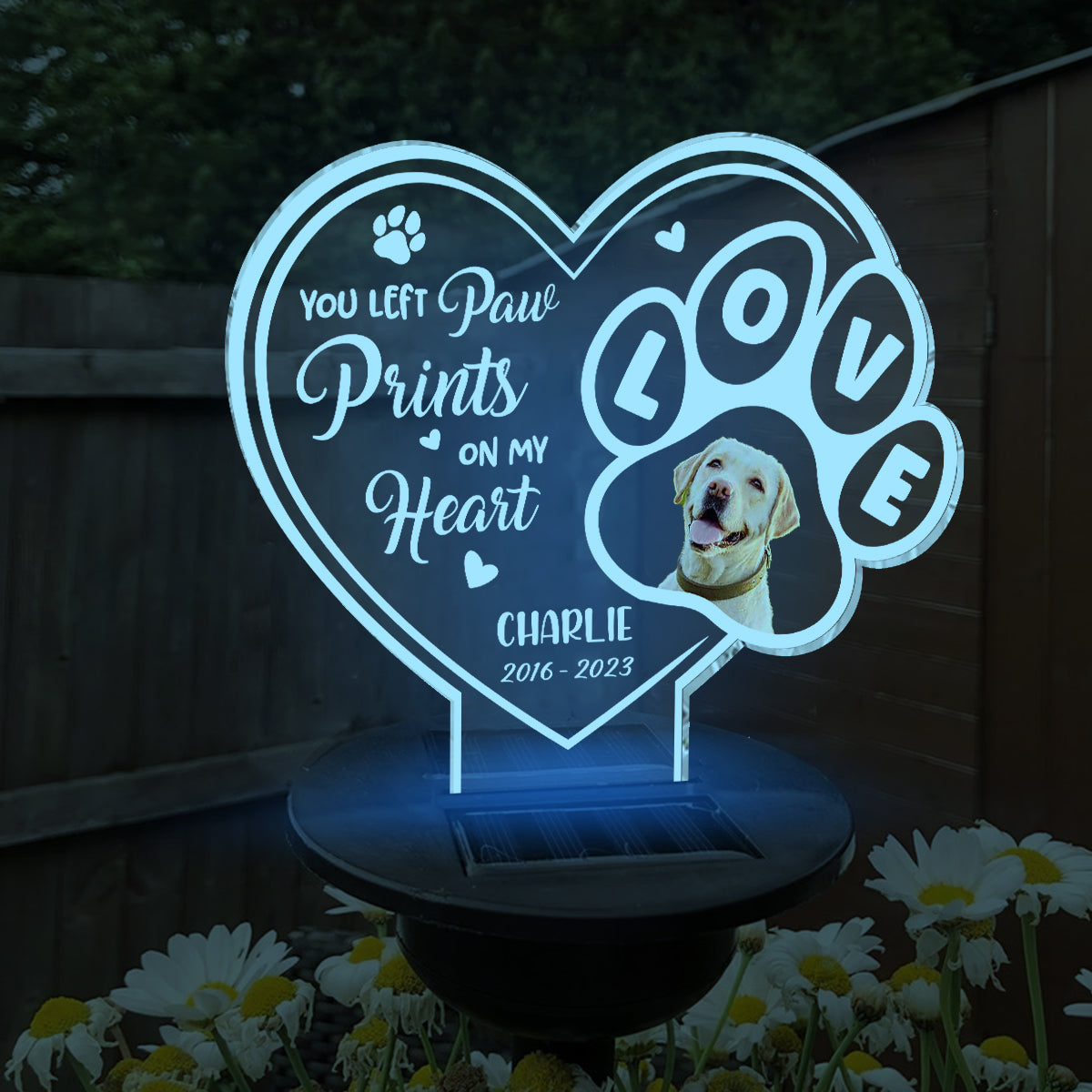Tu as laissé une empreinte sur notre cœur - Lampe solaire de jardin personnalisée pour chien