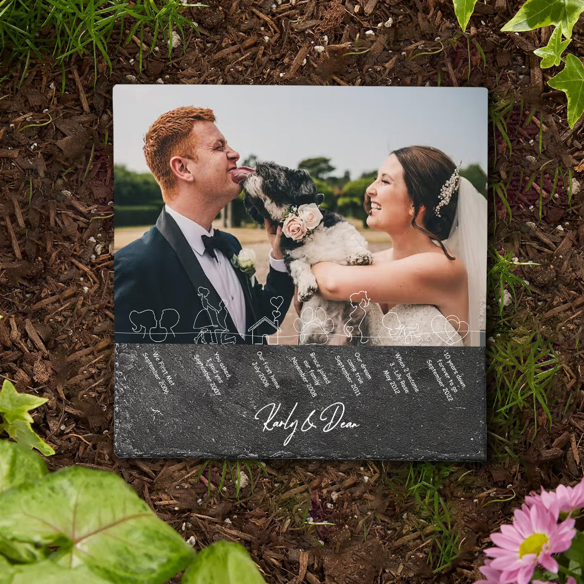 Our Story So Far - Personalized Husband And Wife Square Shaped Stone