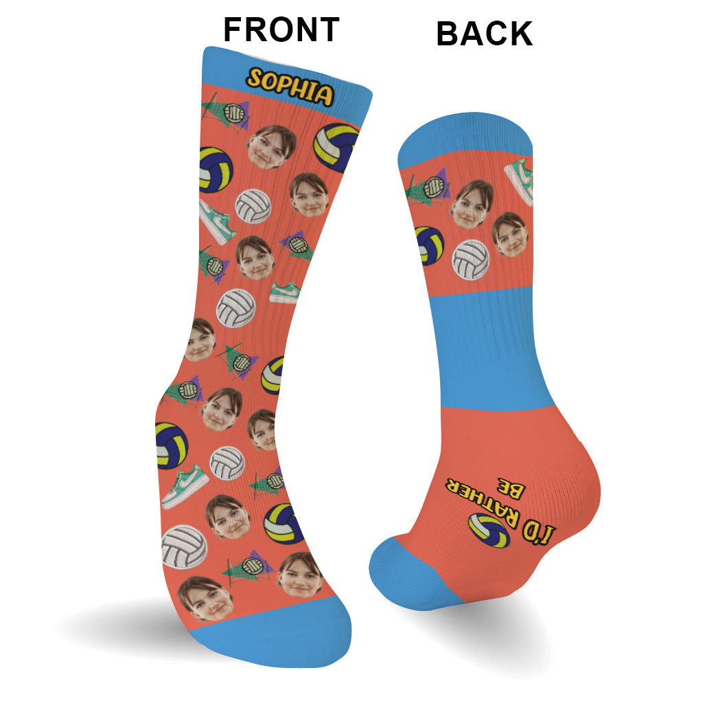 Je préférerais jouer au volley-ball - Chaussettes de volley-ball personnalisées