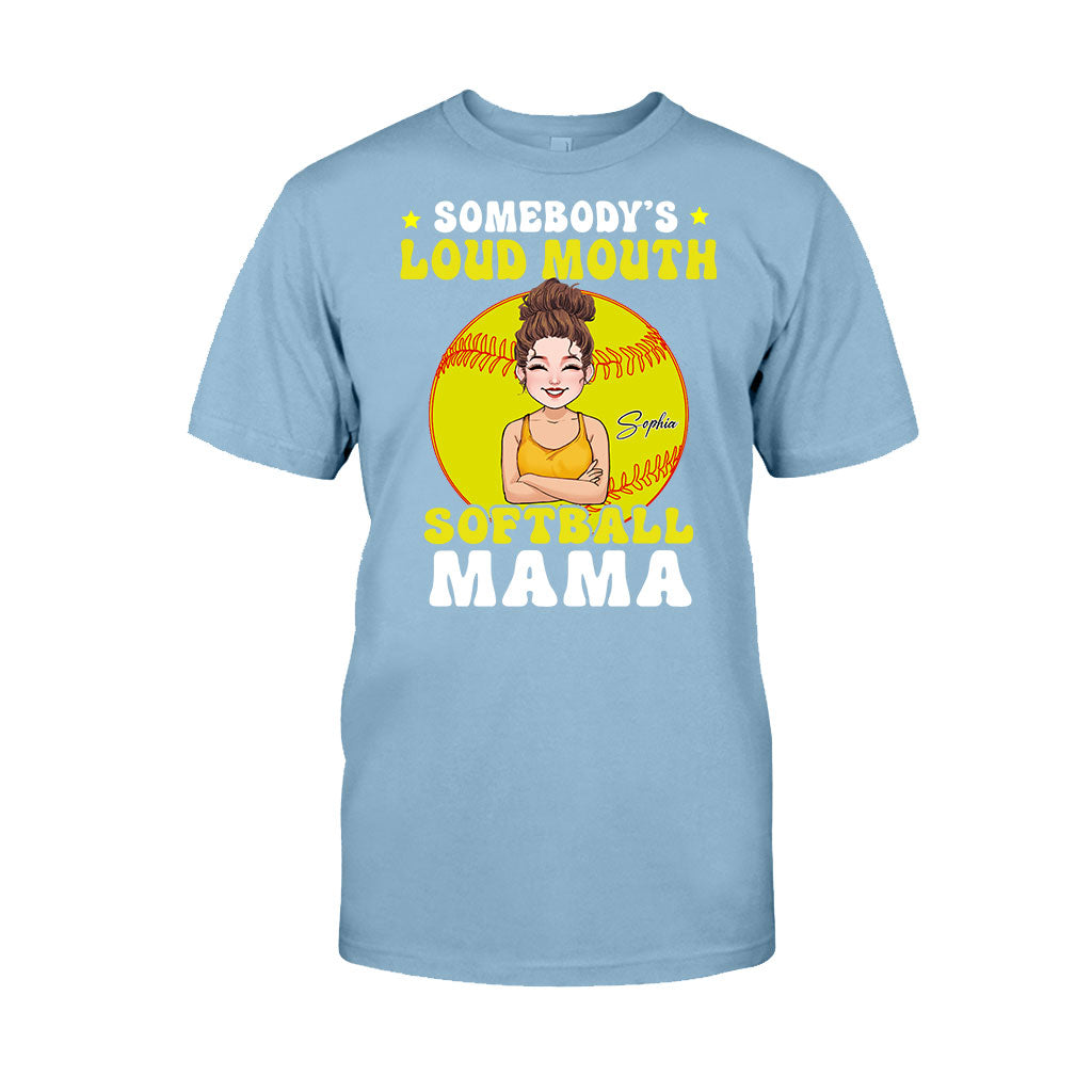 Loud Mouth Softball Mama - Personalized Softball T-shirt And Hoodie