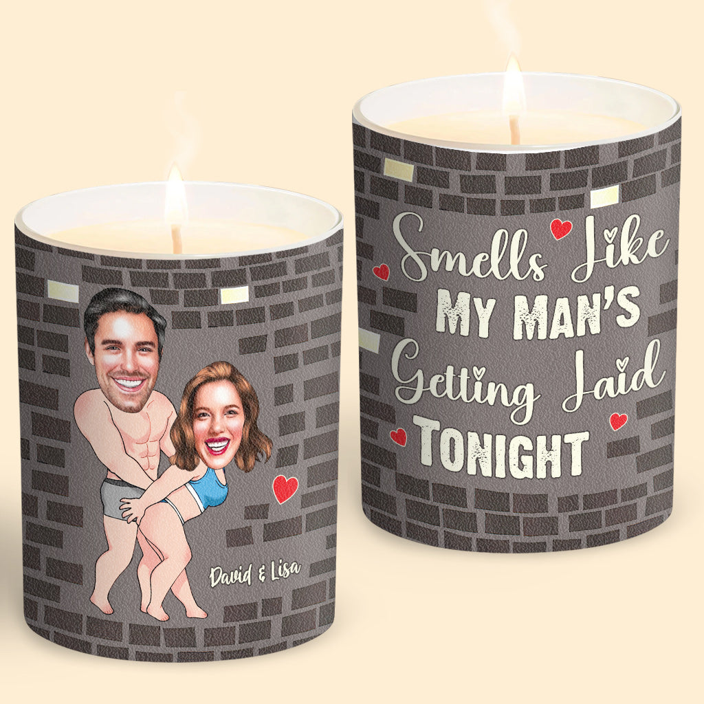Smells Like My Man - Personalized Couple Candle With Wooden Lid