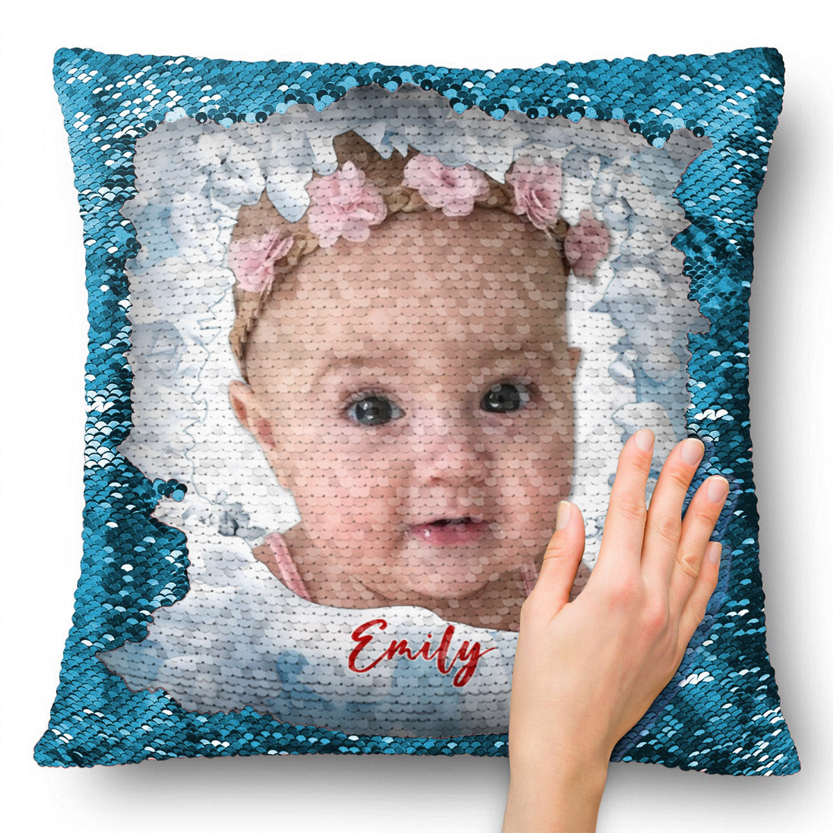 Mes enfants - Housse de coussin à sequins personnalisée pour enfant 